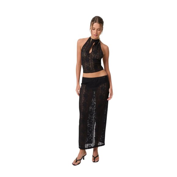 GRACE Women Maxi Skirt Black Sheer - Picture 3 of 6